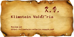 Klimstein Valéria névjegykártya